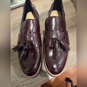 Zara Burgundy Womens Loafers Size 37